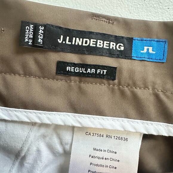 J.Lindeberg Brown Micro Twill Straight Golf Pant Mens Size 34x34 Regular Fit - Picture 6 of 8